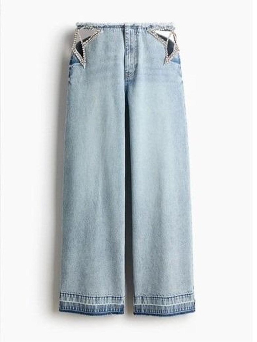 Stella McCartney Light Blue Low-Rise Wide Leg Jeans with Cutout Waist - Picture 10 of 11